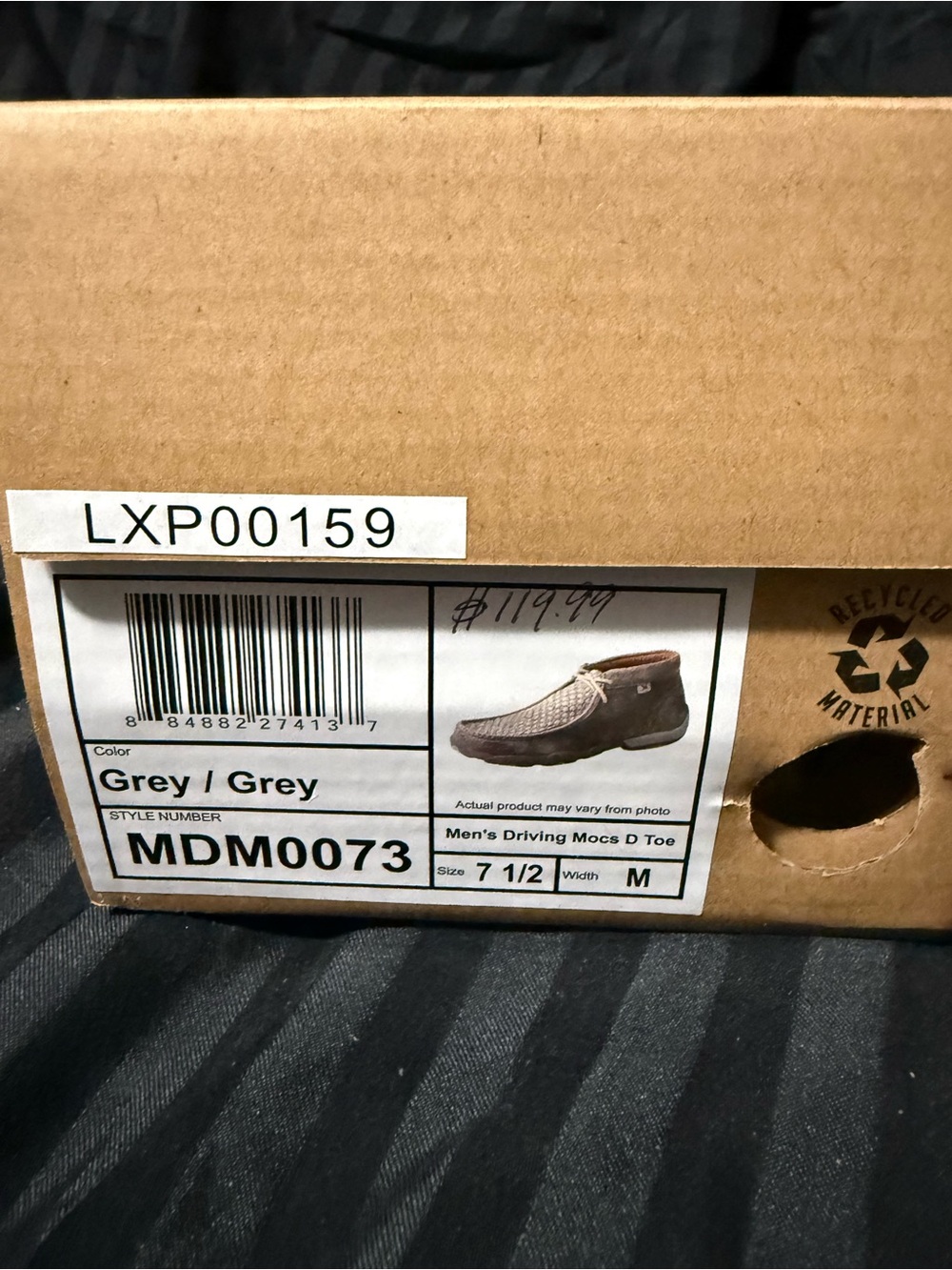 Twisted X Men's Gray Suede Boat Shoes with Checkered Toe - Picture 7 of 7